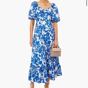 HYACINTH HOUSE

Blue Floral Seaport Midi Dress